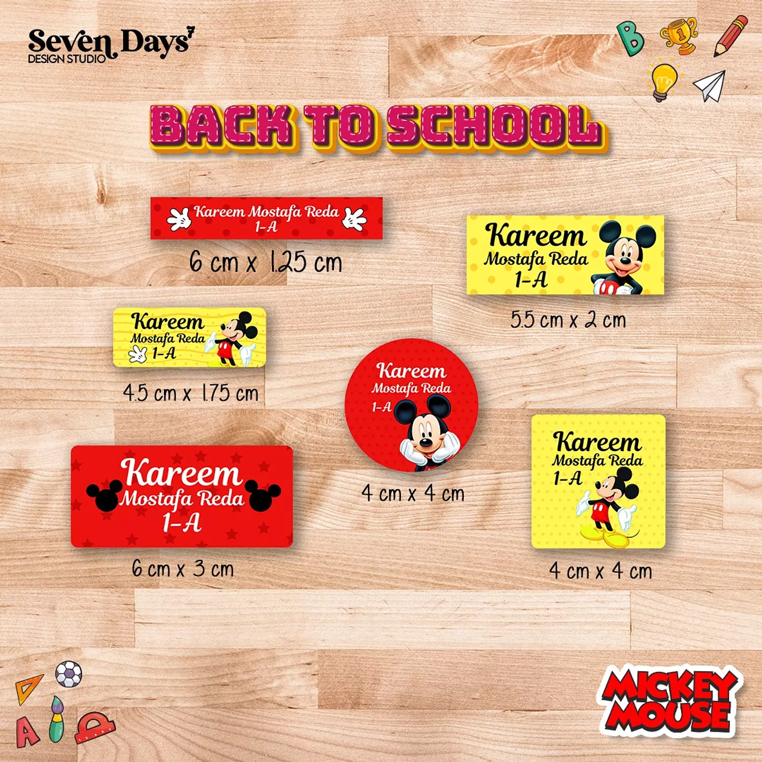 Mickey Mouse School Labels