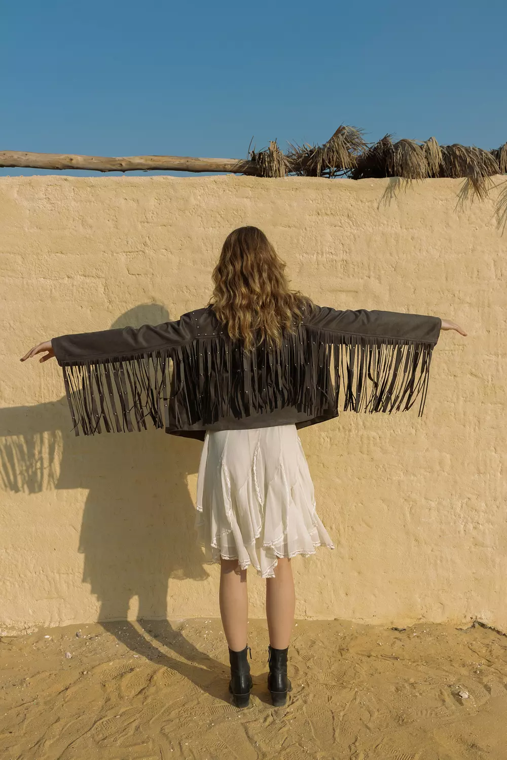 Fringe Suede Jacket - dark grey 5