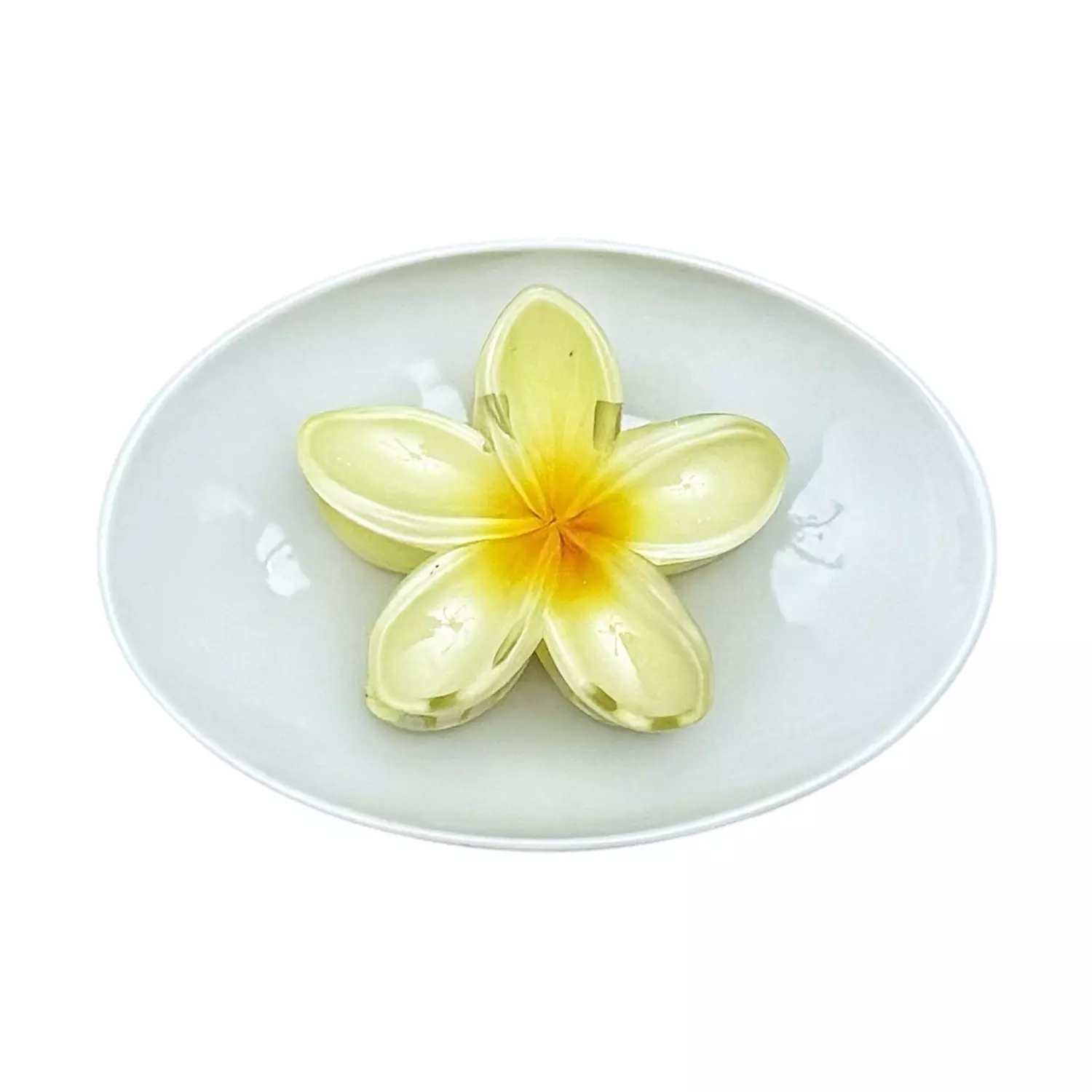 Yellow Hawaiian Plumeria Flower Claw Clip image