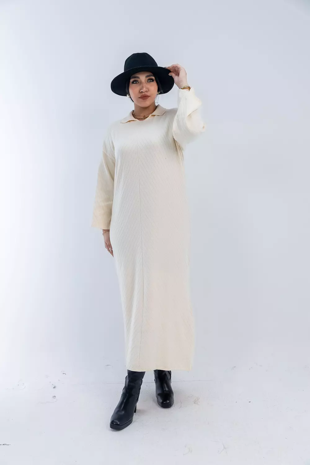 Soft Knit Collar Dress 1