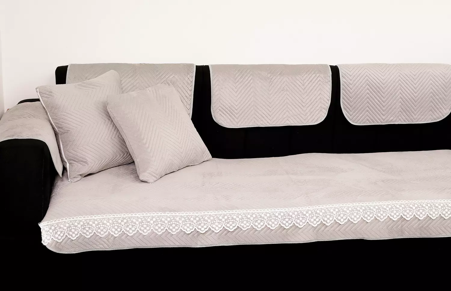 Set of 4 Sofa Slipcovers - Silver Gray  2