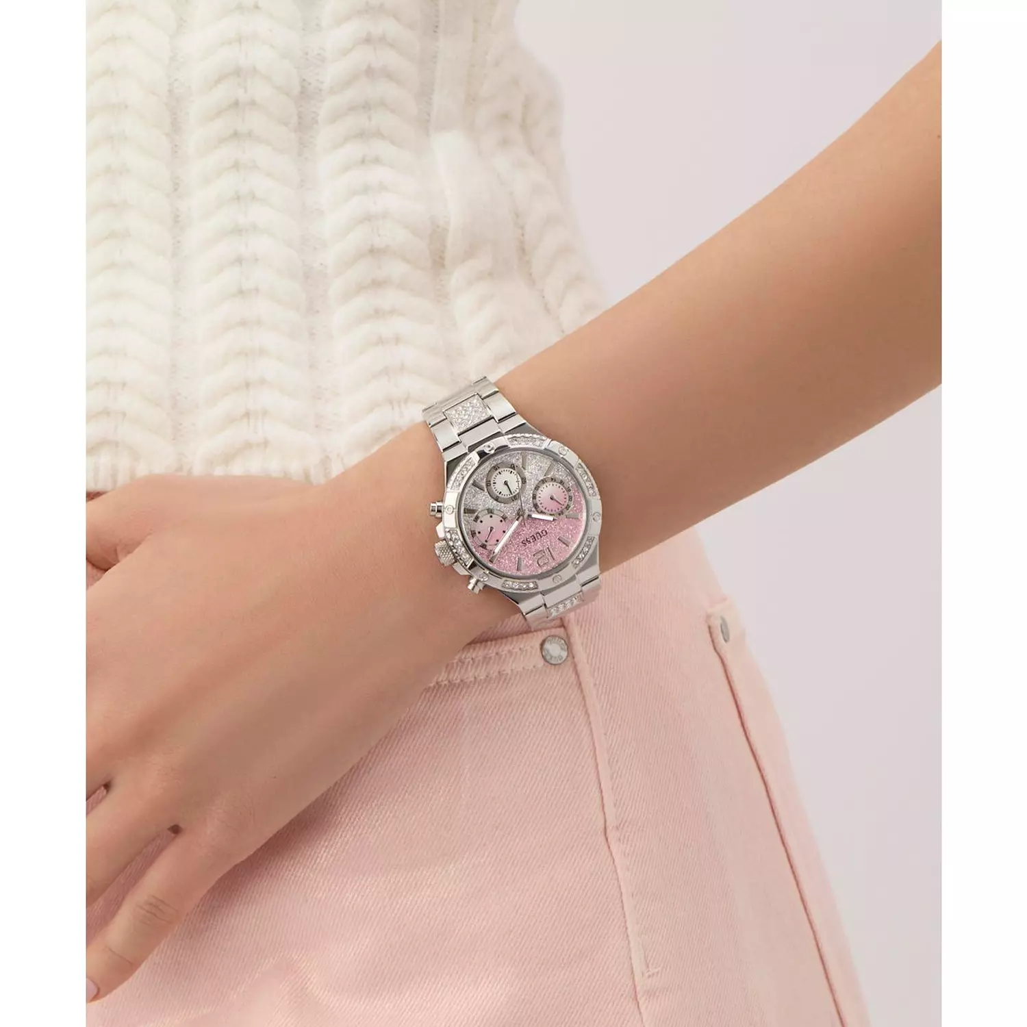 GUESS Ladies Silver Tone Multi-function Watch Silver Tone Stainless Steel Bracelet GW0950L1 7