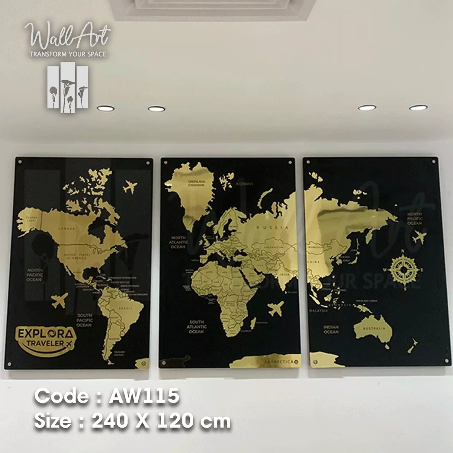 AW115-Engraved World Map   16