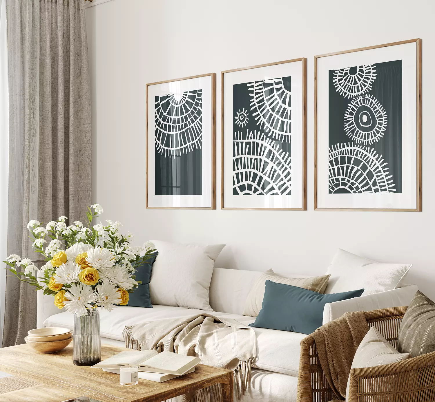  Set of 3 Wooden Frames Front Glass P.G822 hover image