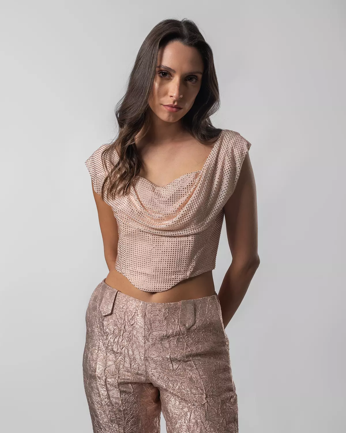 Powder Pink Strass Corset  2