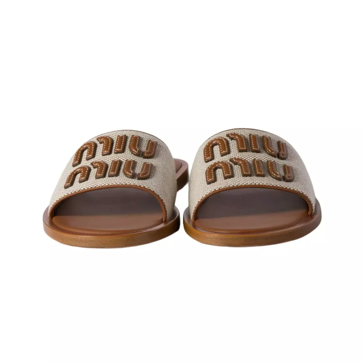Miu miu Raffia-effect woven fabric slides 3