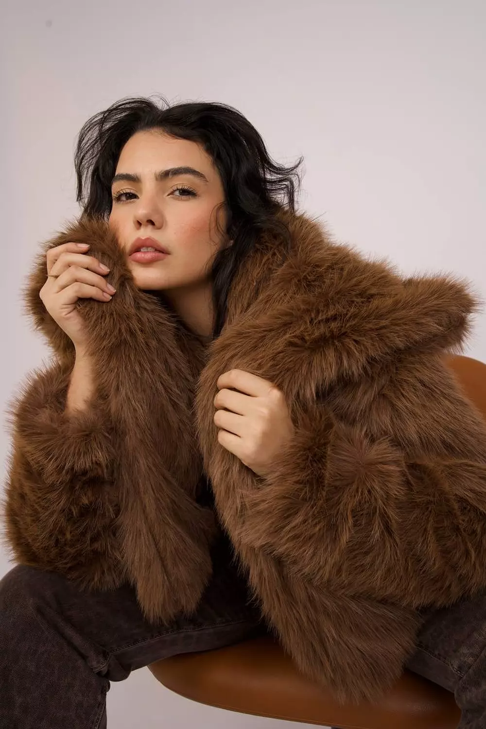 Imported fur jacket with elegant collar  4