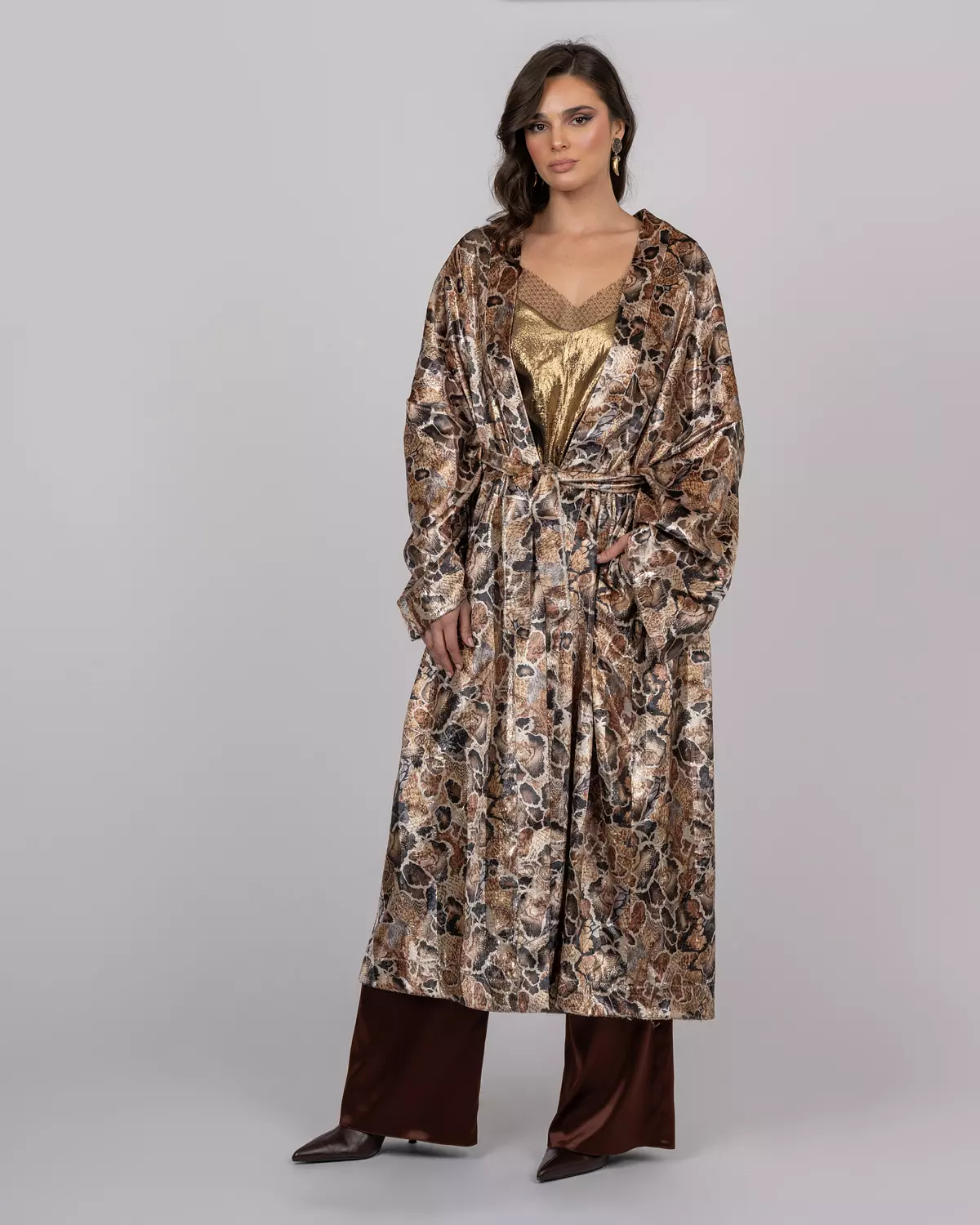 Silk Velvet Leopard Print Maxi Kimono 3