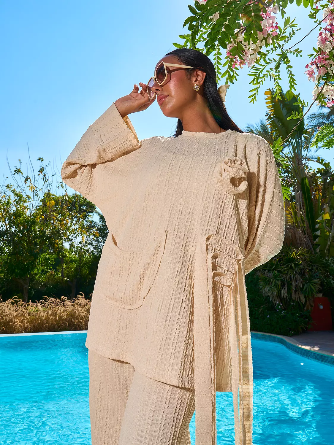 Worood Tricot Set with Pin - OffWhite 9