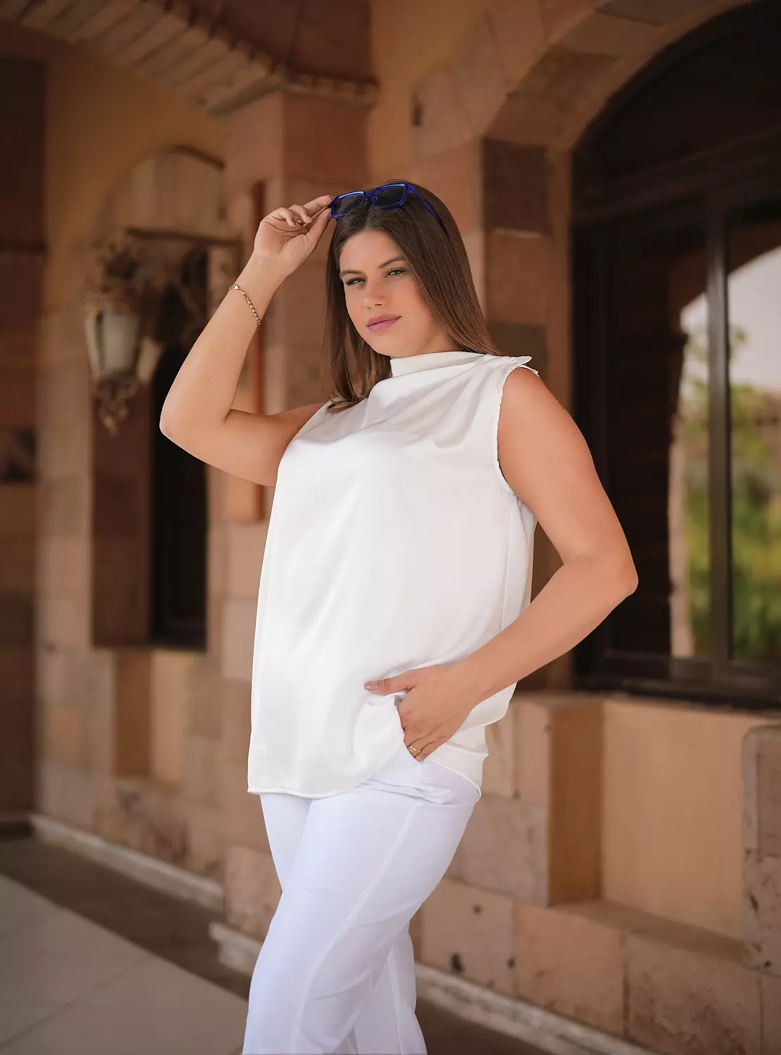 Sleeveless satin blouse 11