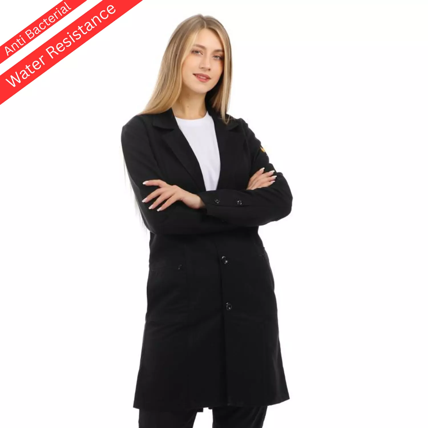 Black Elegance Lab Coat Long  2