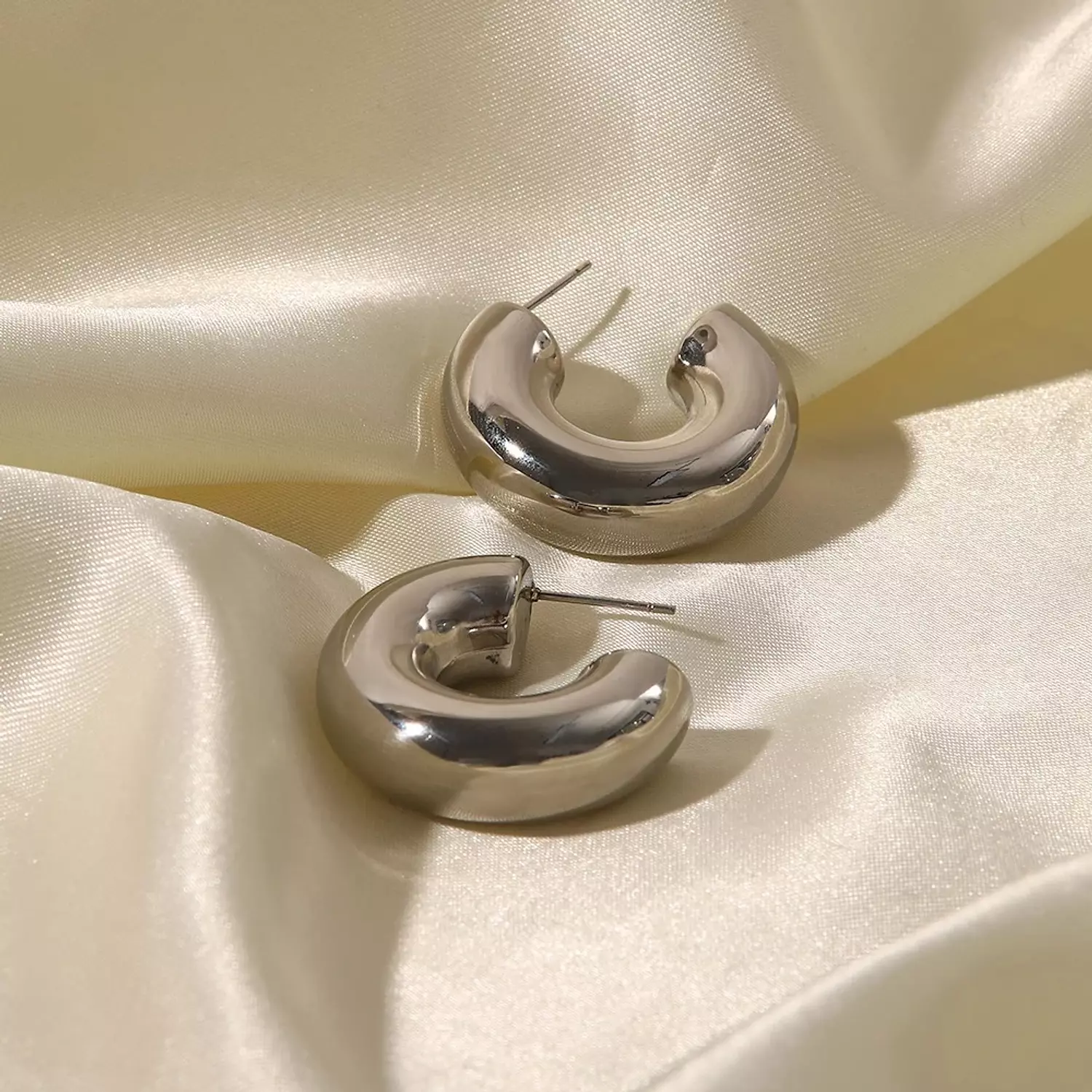 Chunky silver hoop earrings  2