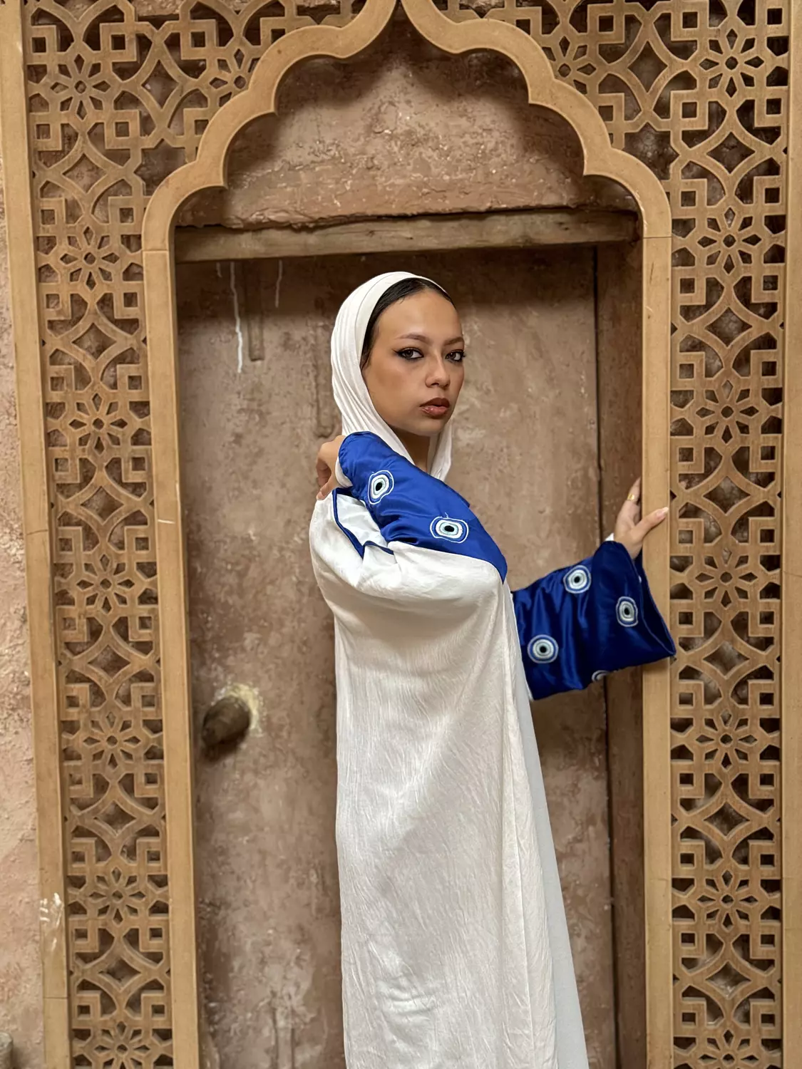 Blue Satin Evil Eye Kaftan 2