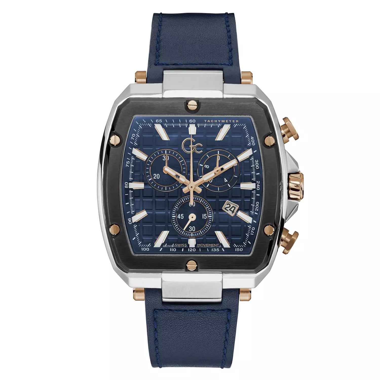 Gc Spirit Tonneau Men Watch Blue Genuine Leather Strap image