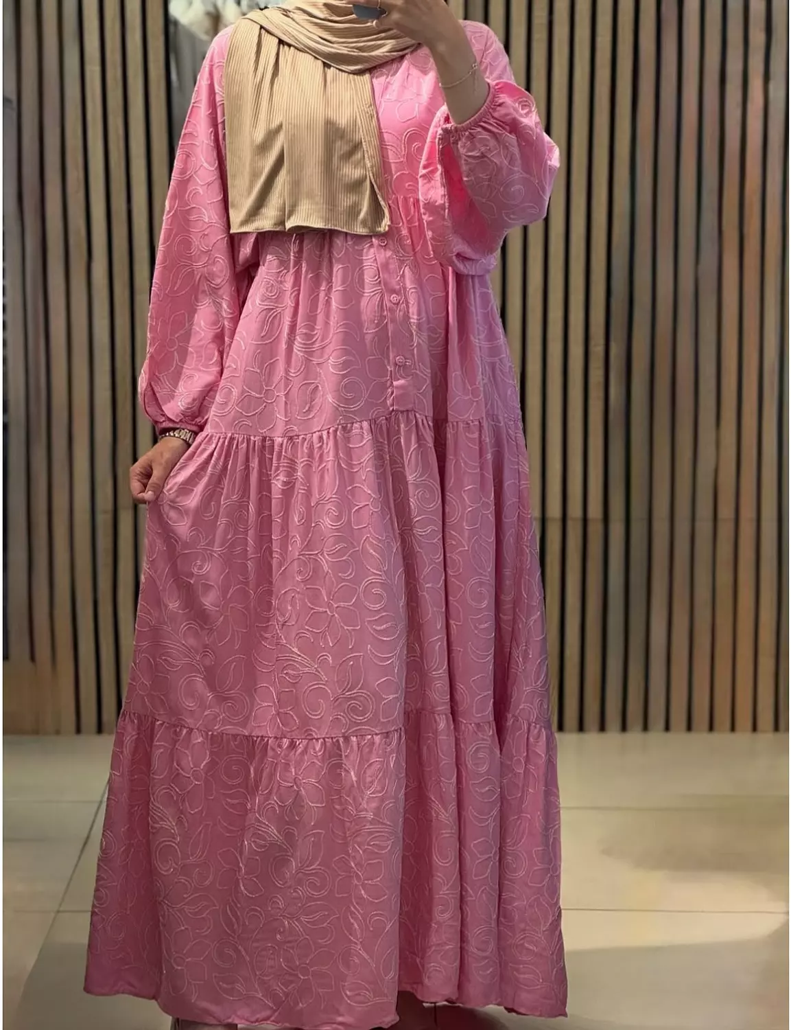 Barbie Pink Dress with Floral Gold Embroidery  3