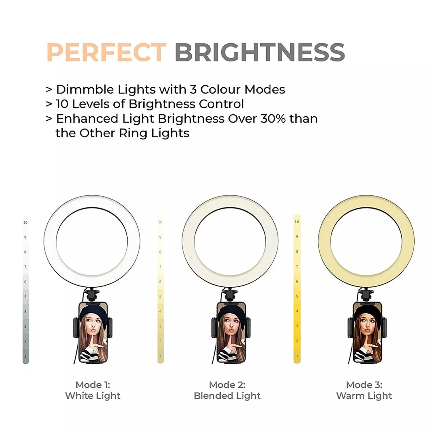 ZMX-260 LED Ring Light, Adjustable, 26cm, USB Powered 6