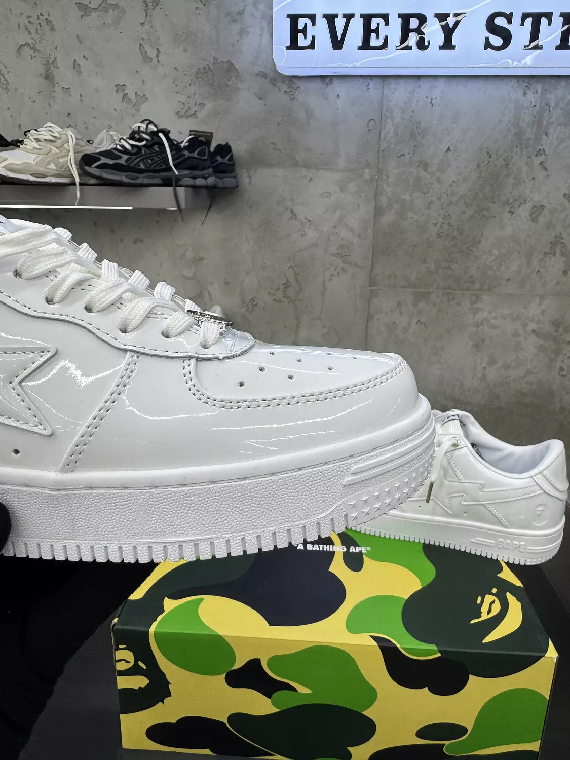 A Bathing Ape BAPE STA Low in white patent leather 2