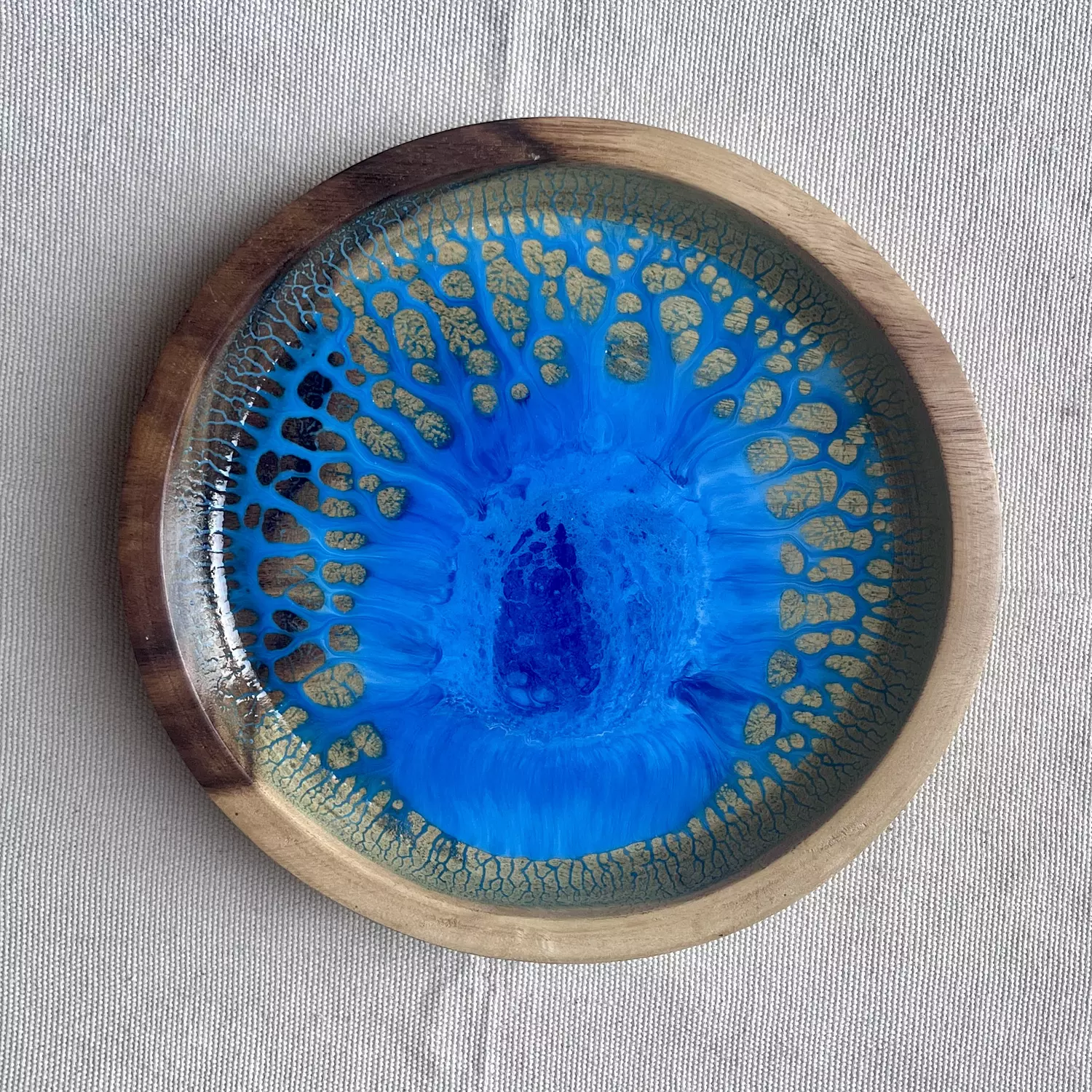 Blue light wooden bowl image