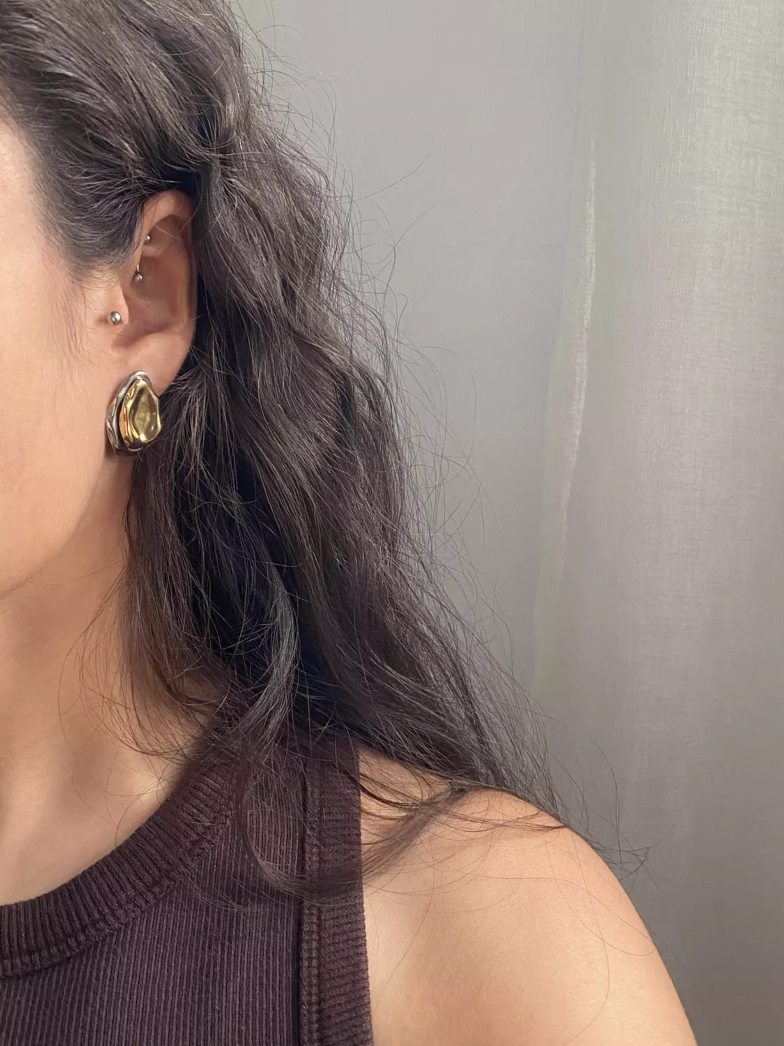 Gold x Silver Oval Studs 1