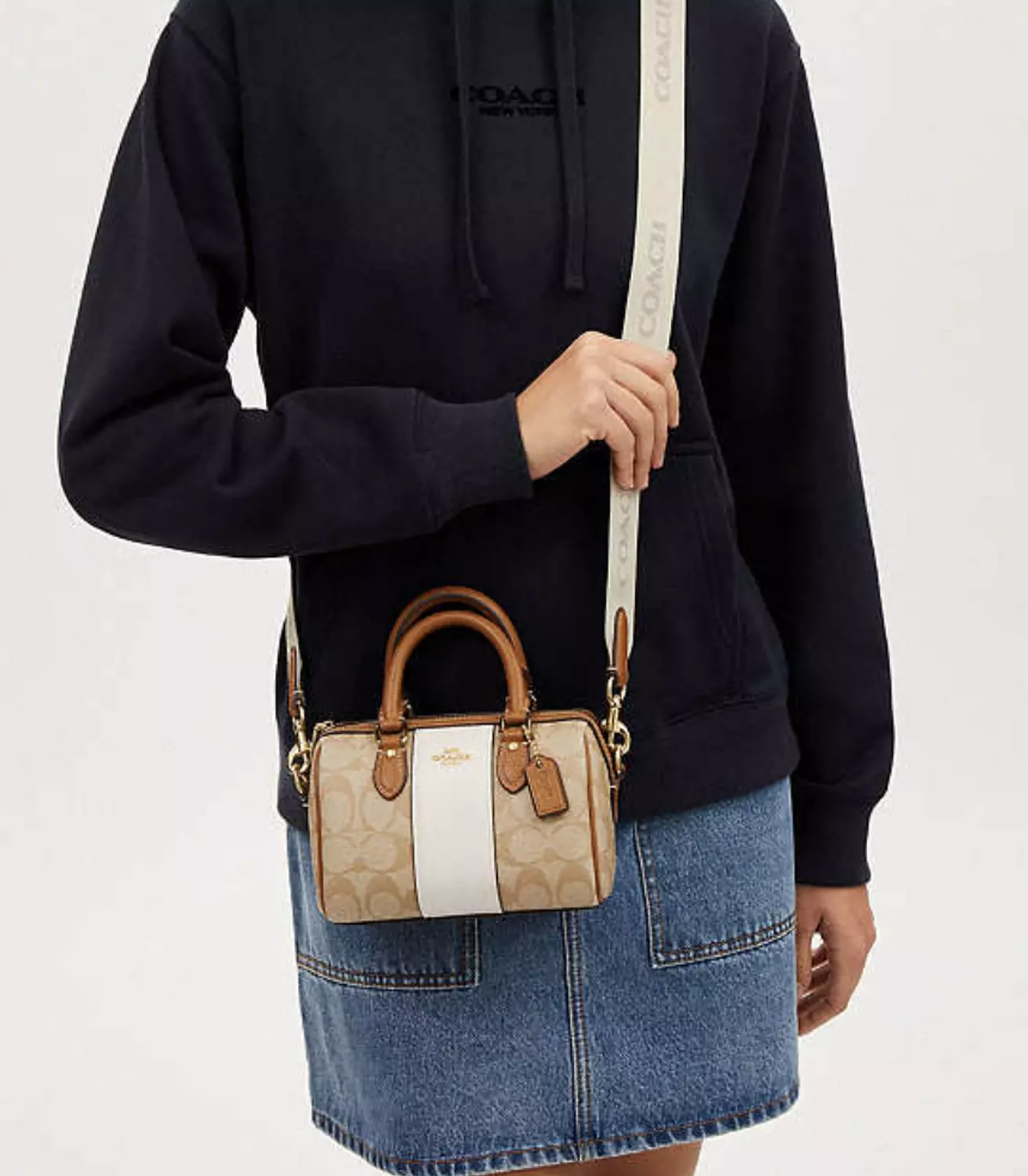 Coach Mini Rowan Crossbody In Signature Canvas With Stripe 4