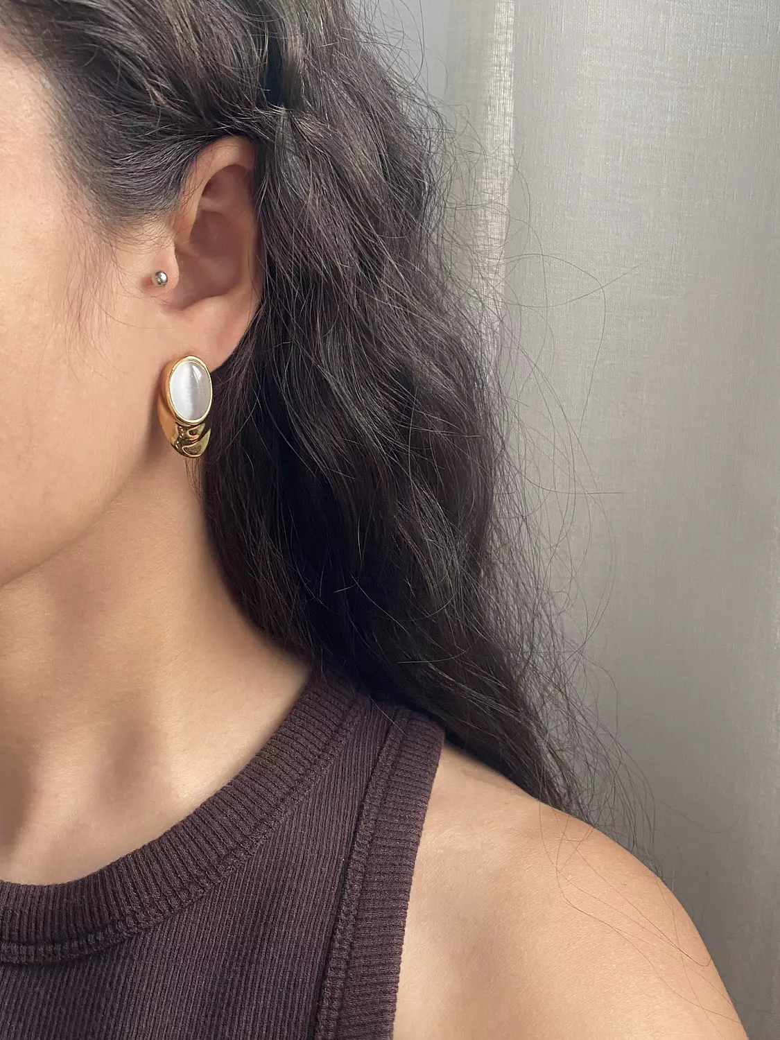Oval Stone Studs 1