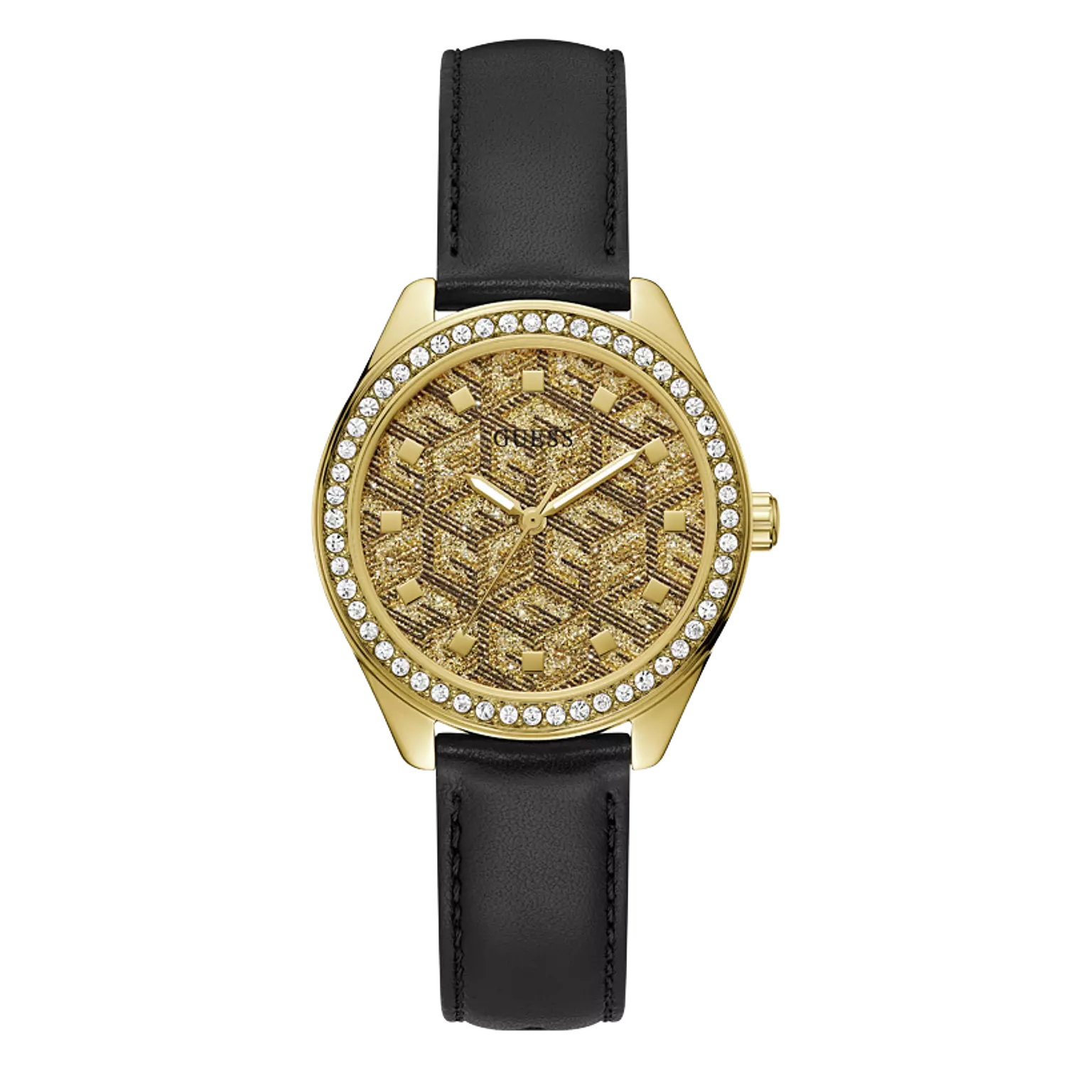 Guess GW0608L2 Ladies Watch Analog Movement Round Shape Black Smooth Leather Strap image