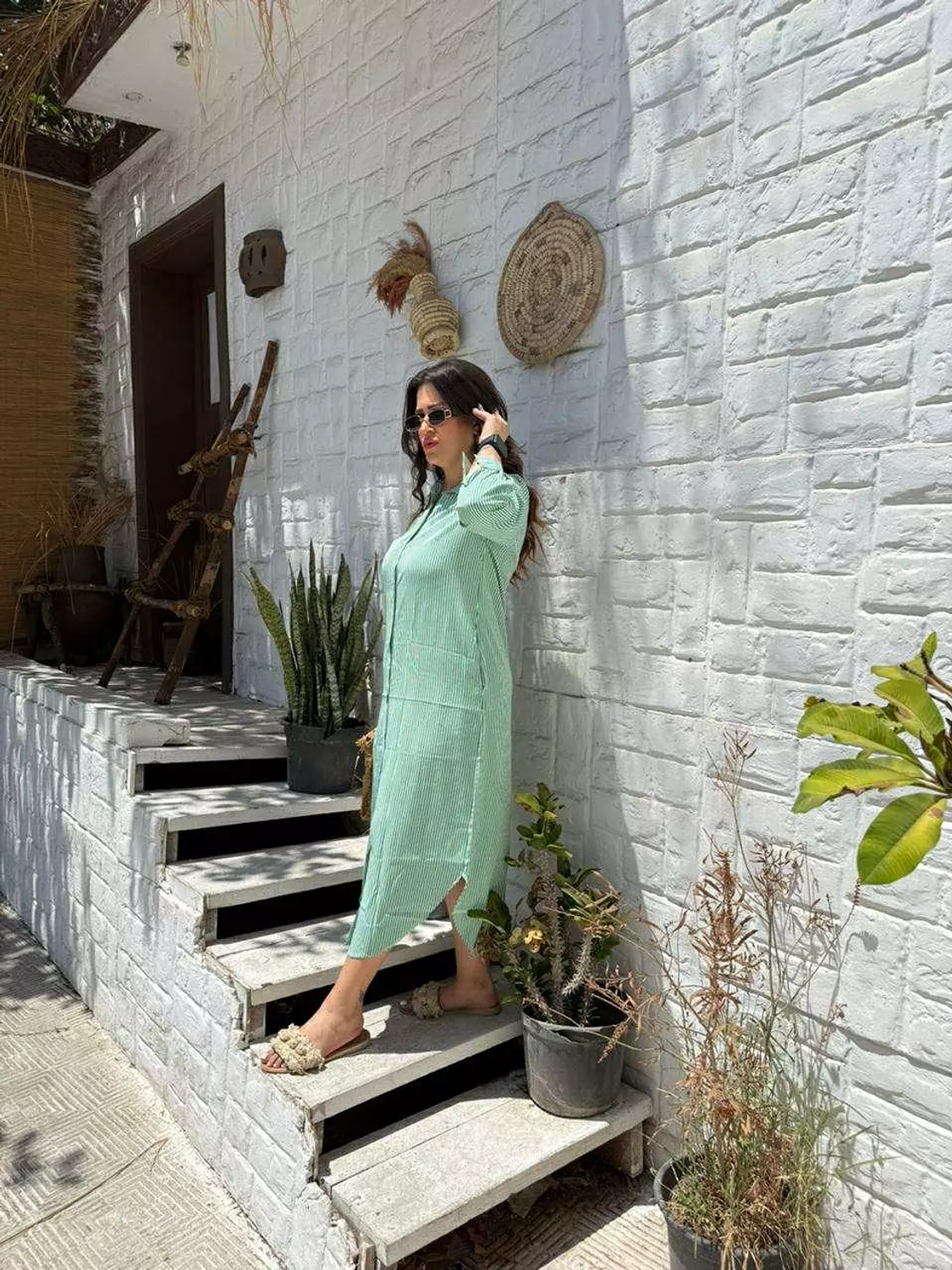 green striped dress  2