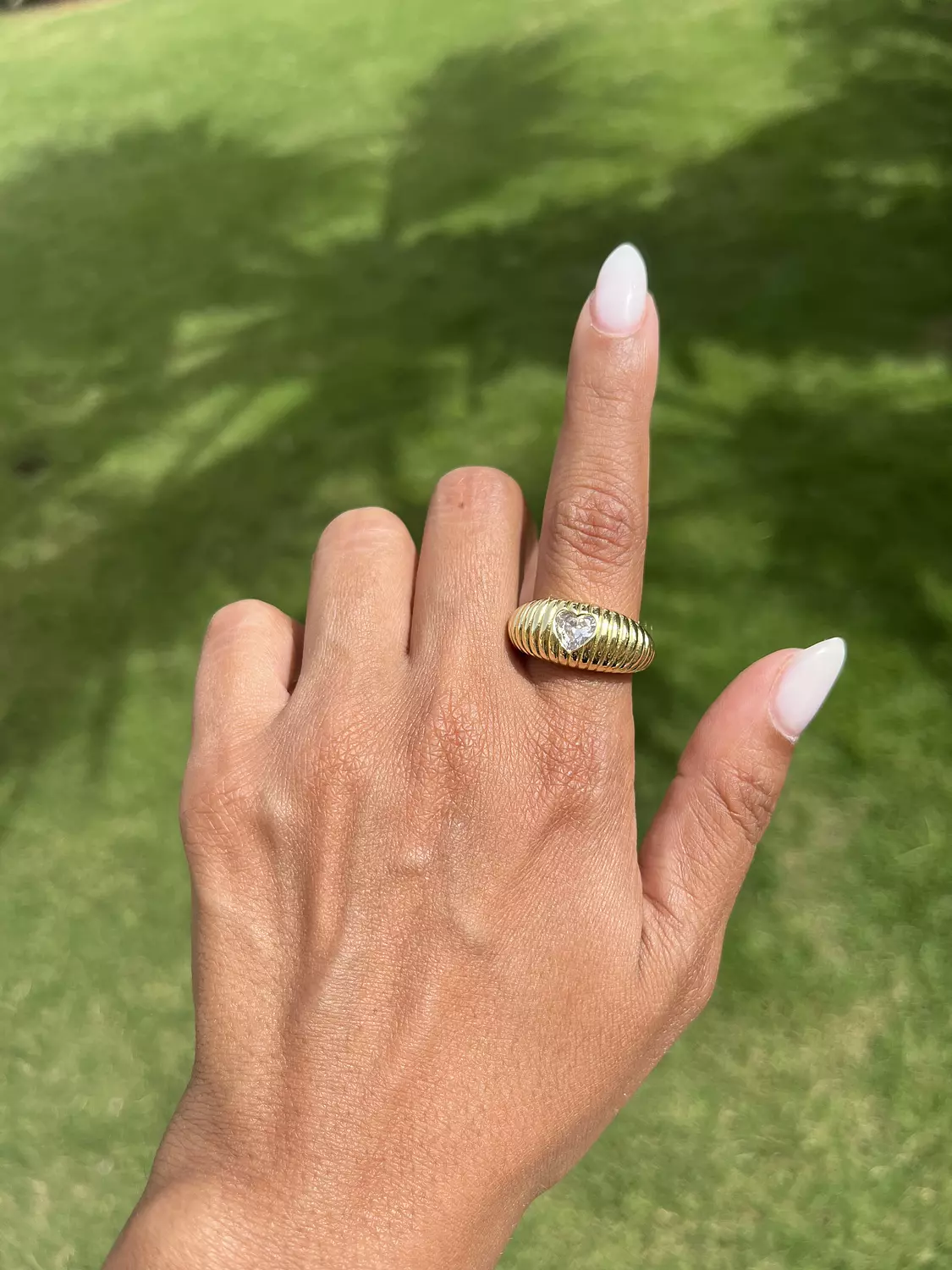 Stud Heart Gold Ring hover image