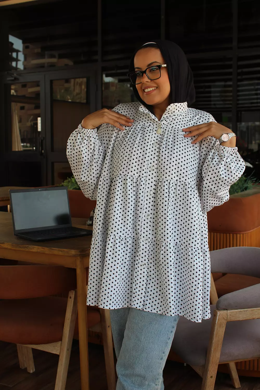 Ruffled Polka Dots Blouse 🤍  2