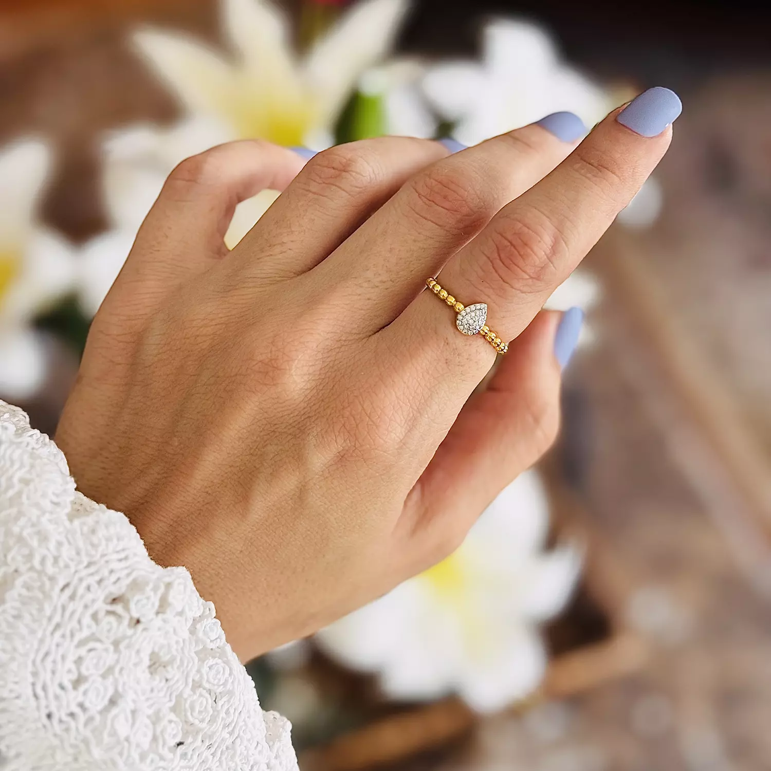 Zircon drop shape ring image