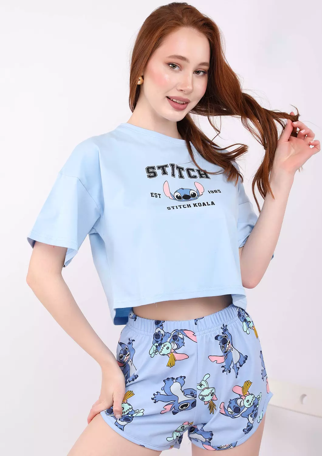 S246 lilo and stitch SHORTS Pajama Set 5