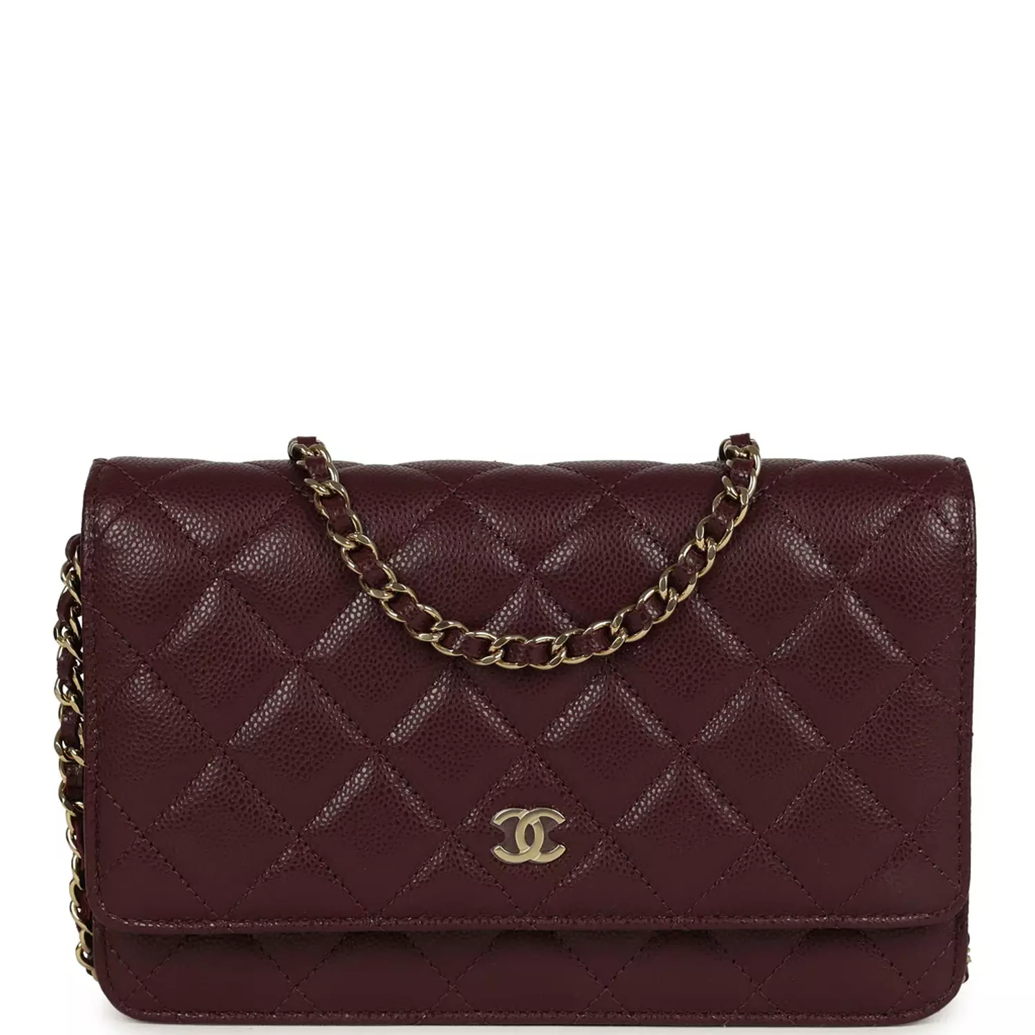Chanel Wallet On Chain WOC Dark Burgundy Shiny Caviar Light Gold Hardware image