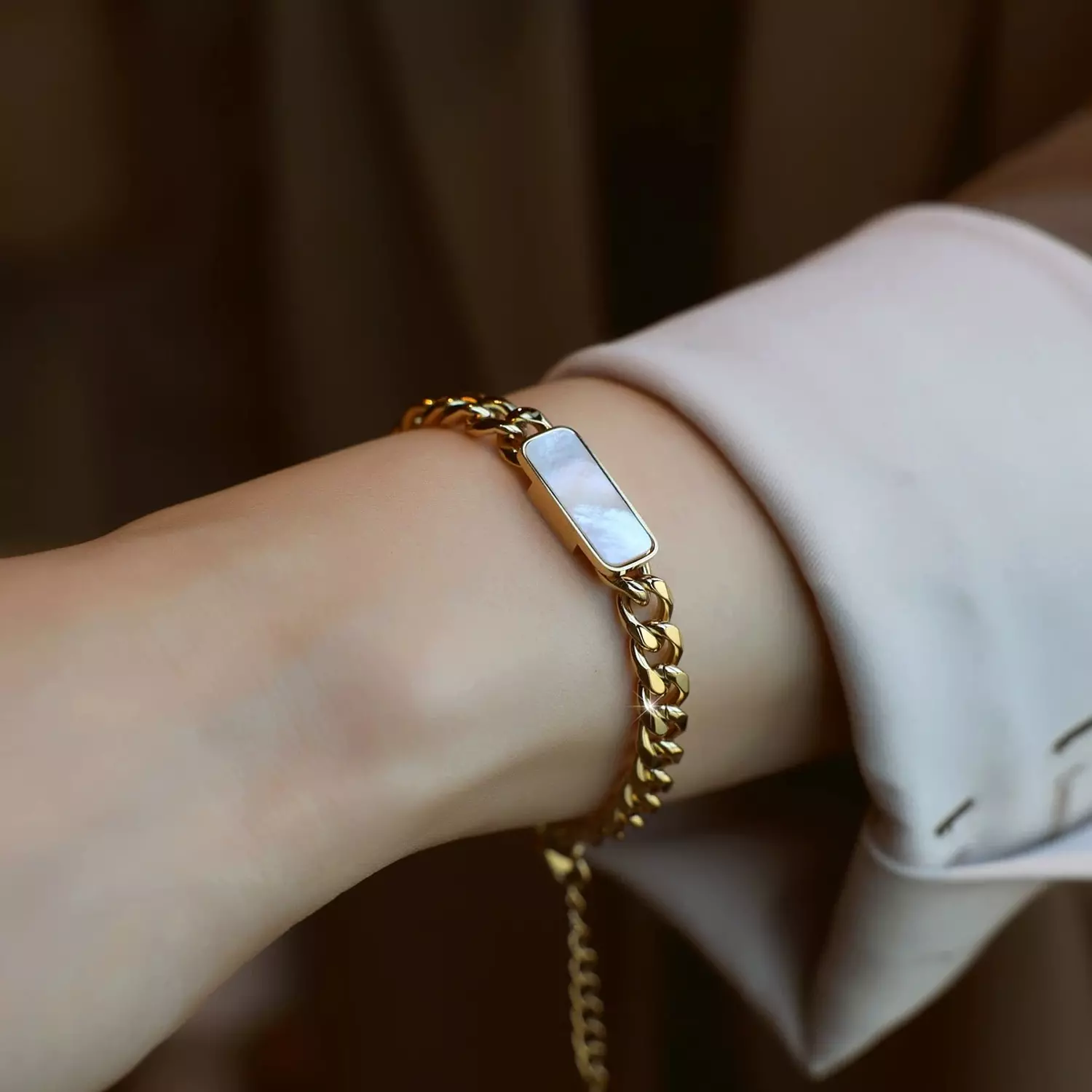 Rectangular White onyx bracelet  2