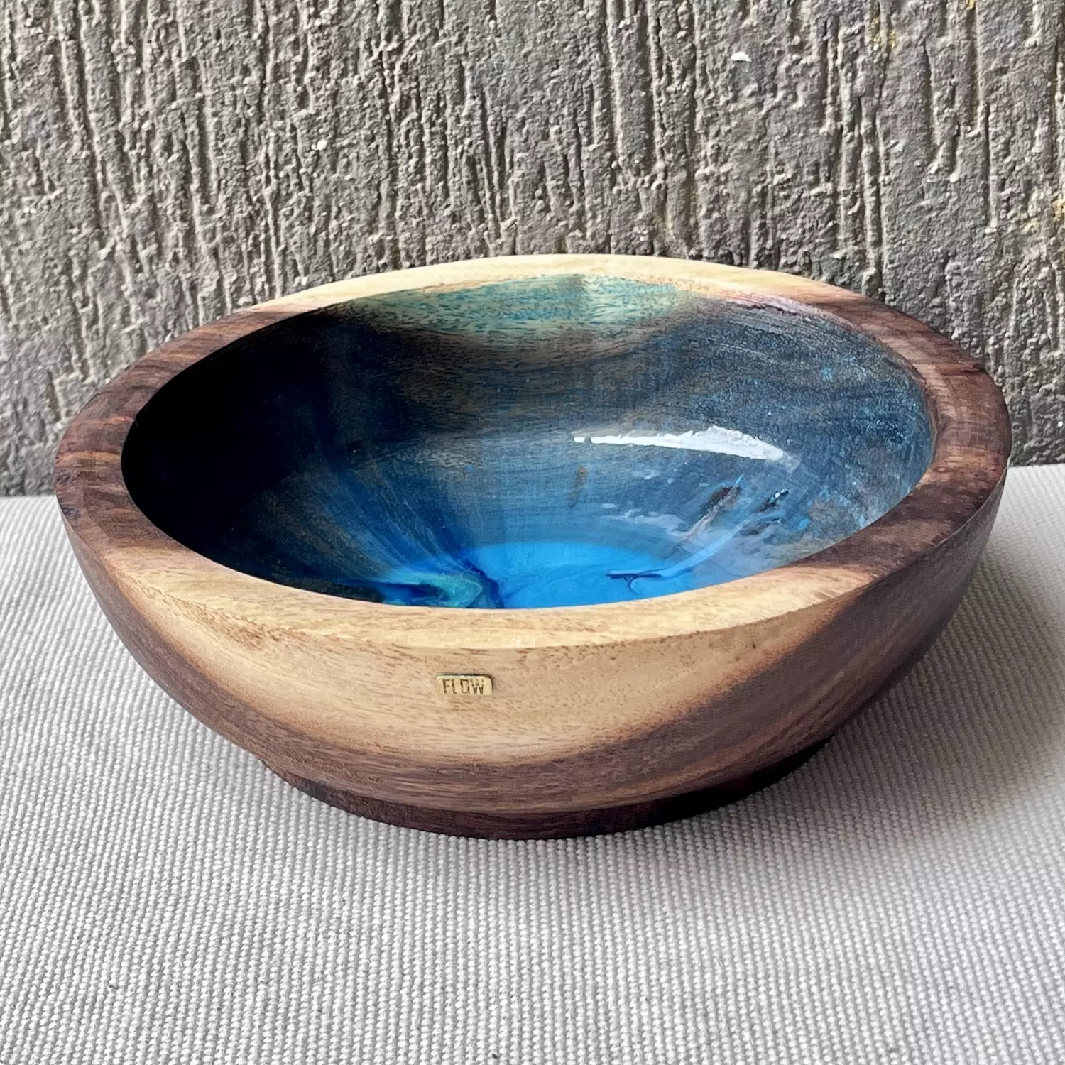 Turquoise Wooden Bowl 4