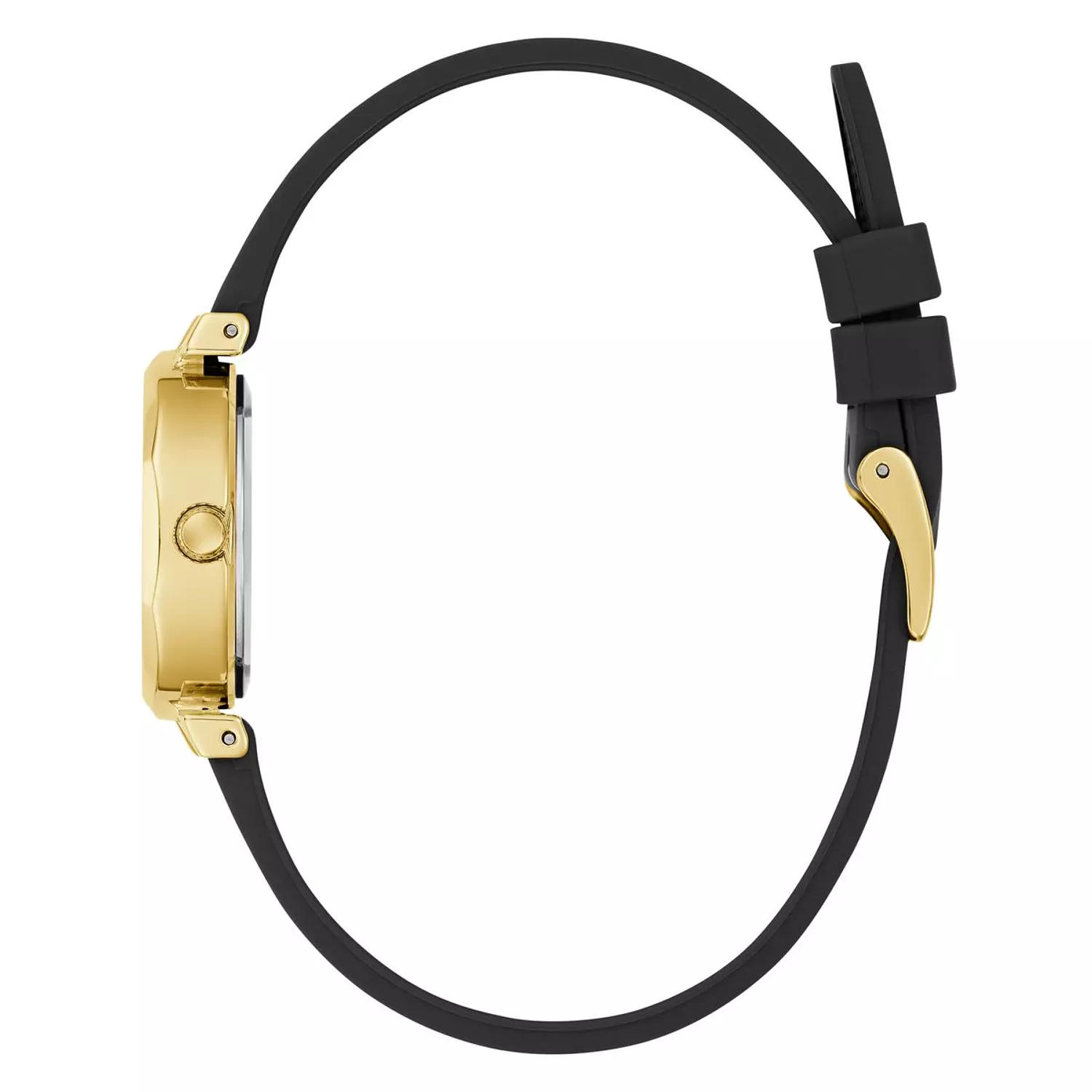 GUESS Ladies Black Gold Tone Analog Watch BLACK Silicone Strap GW0928L2 1