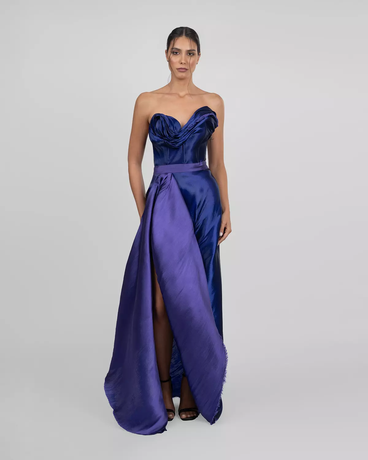 Strapless Two-Tone Draped Gown 5
