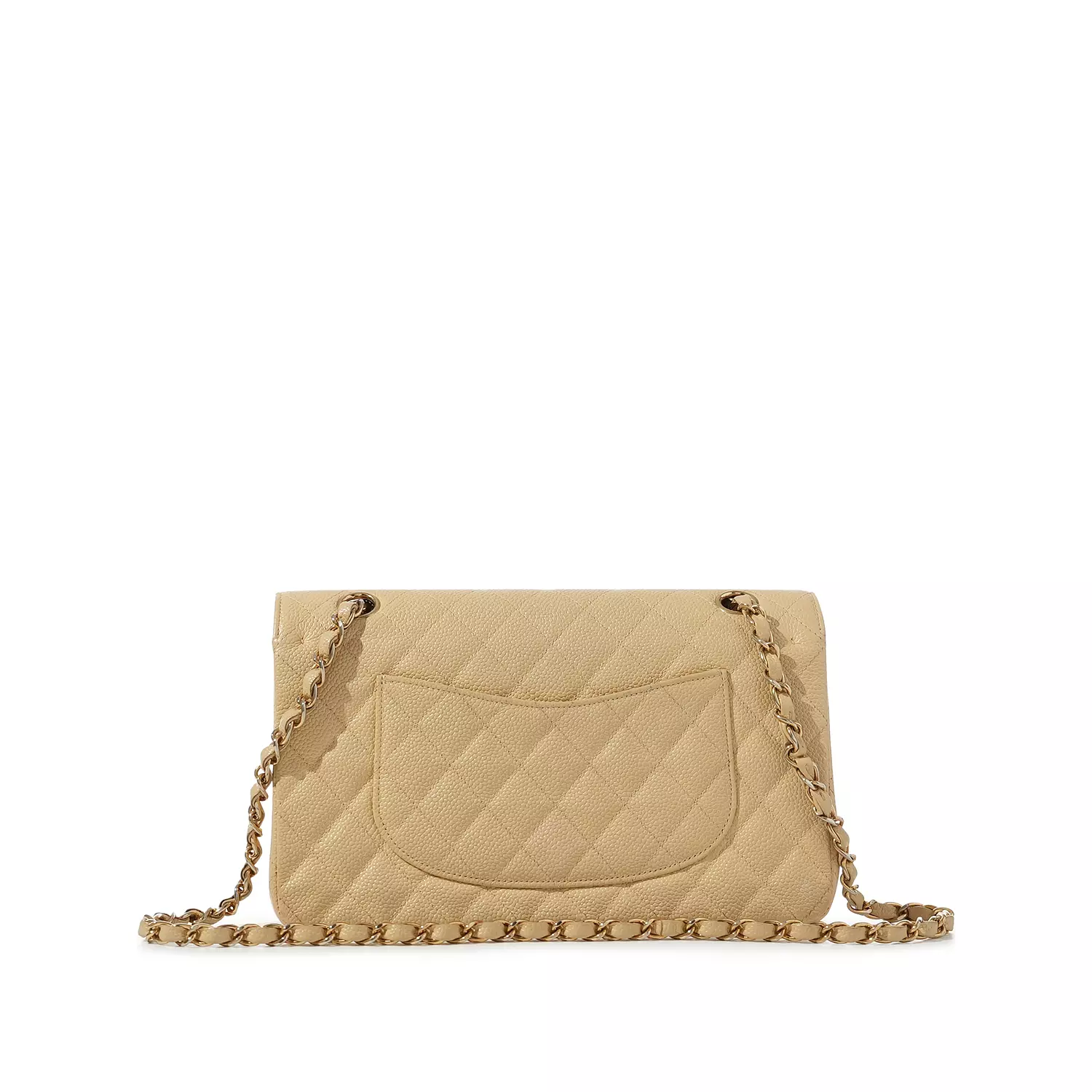 Chanel Light Yellow Caviar Rectangle Classic Flap Bag with gold  4