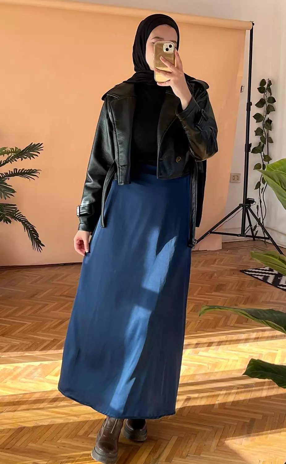 A-line Navyblue Satin Skirt - new addition   2