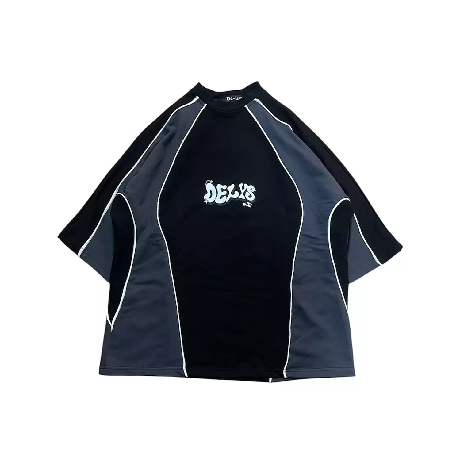 De-lys slices  box fit suit Black & Grey with white stripe 2