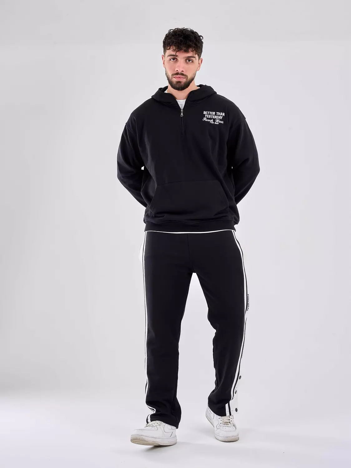 Drop Shoulder quarter Zip Hoodie ‘’black’’ 6