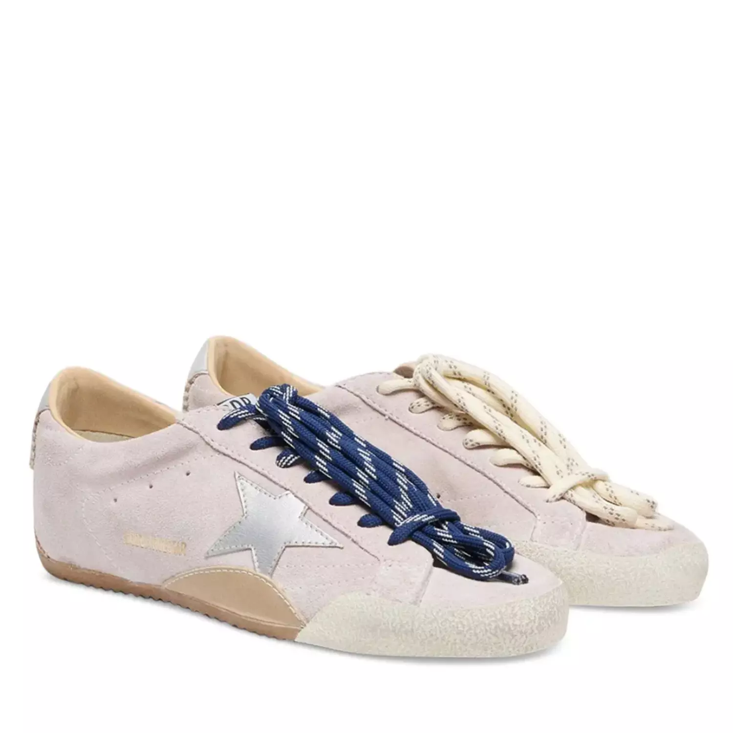 Golden Goose True-Star in pastel pink suede with silver star and heel tab hover image