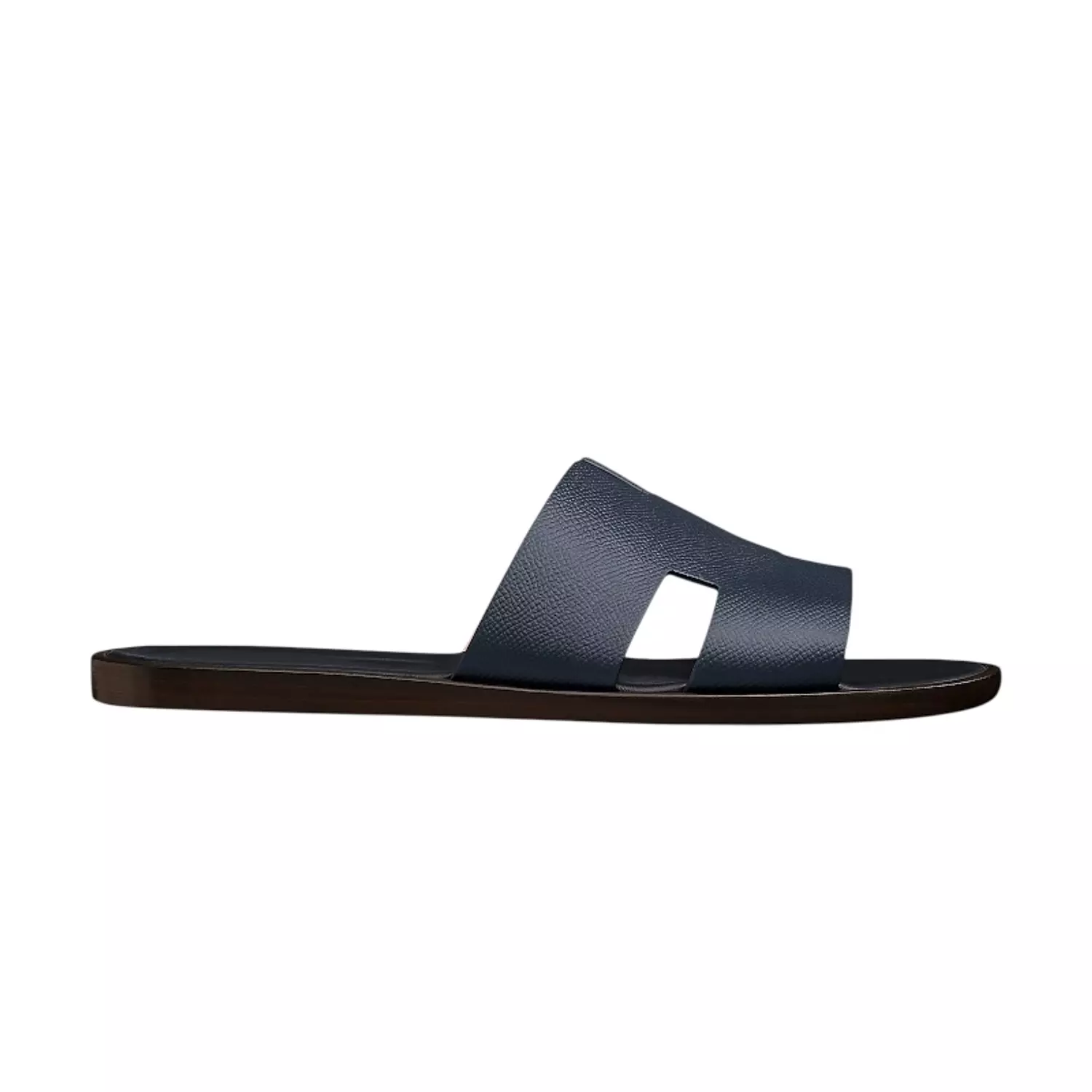 Hermes Navy Blue Leather Izmir Slides image