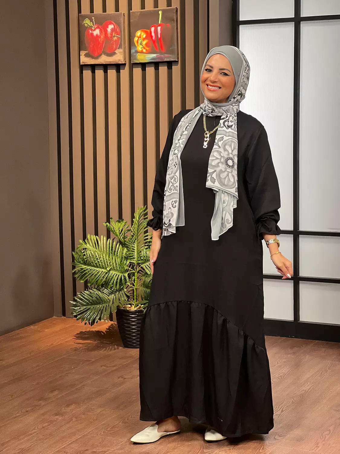 Ribboned Linen Dress - Black 2