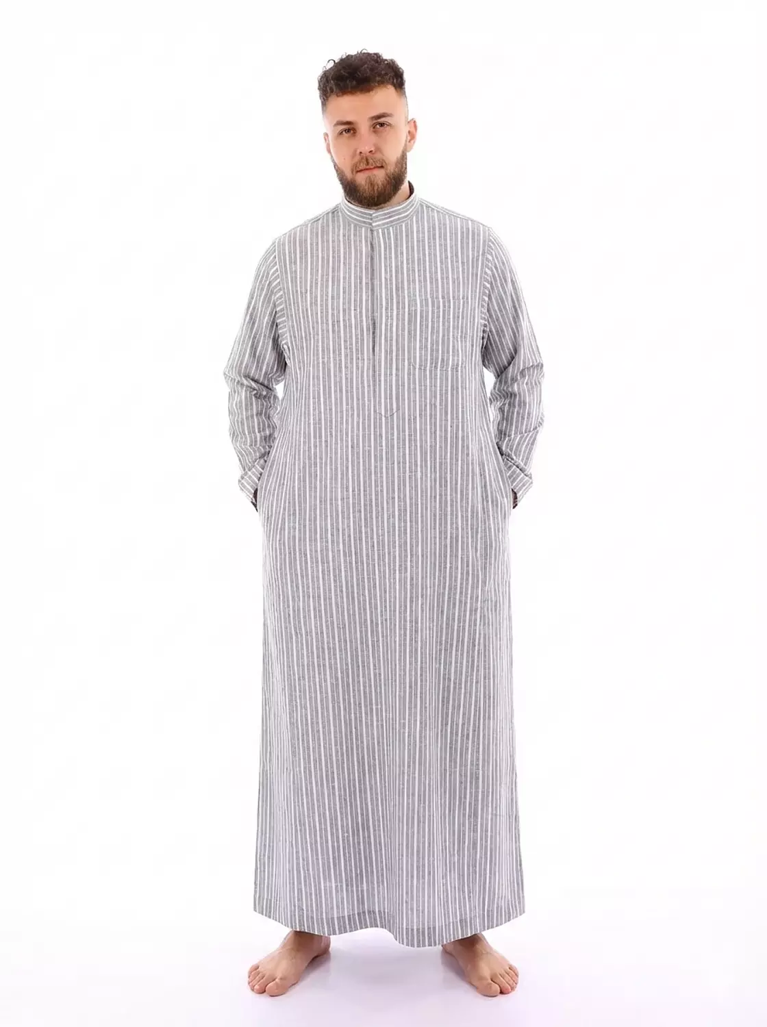 Shorto Men's Kastoor Galabeya -2341-26-1- Light Blue * Grey image