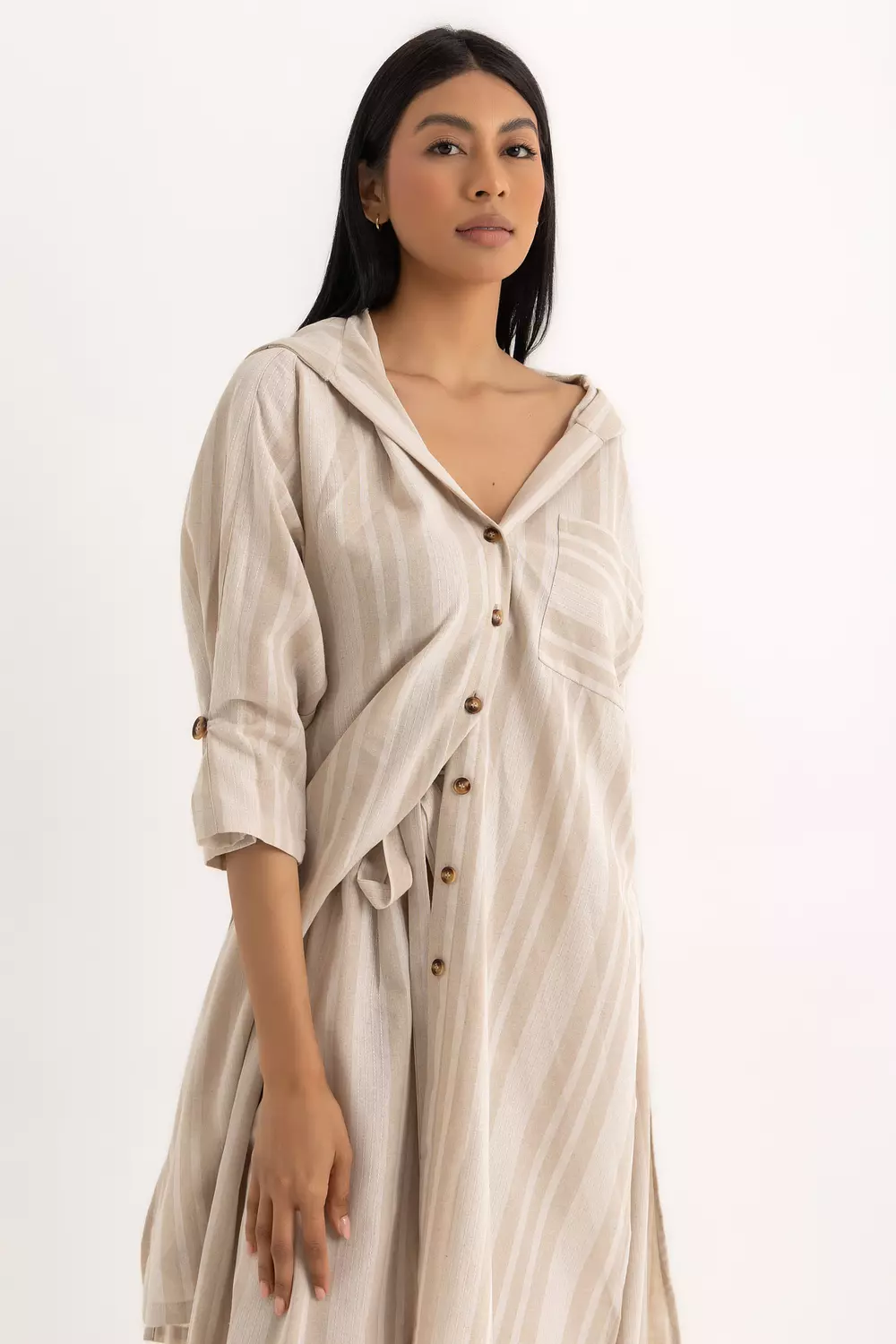 The Hadia Shirt Beige Striped 4