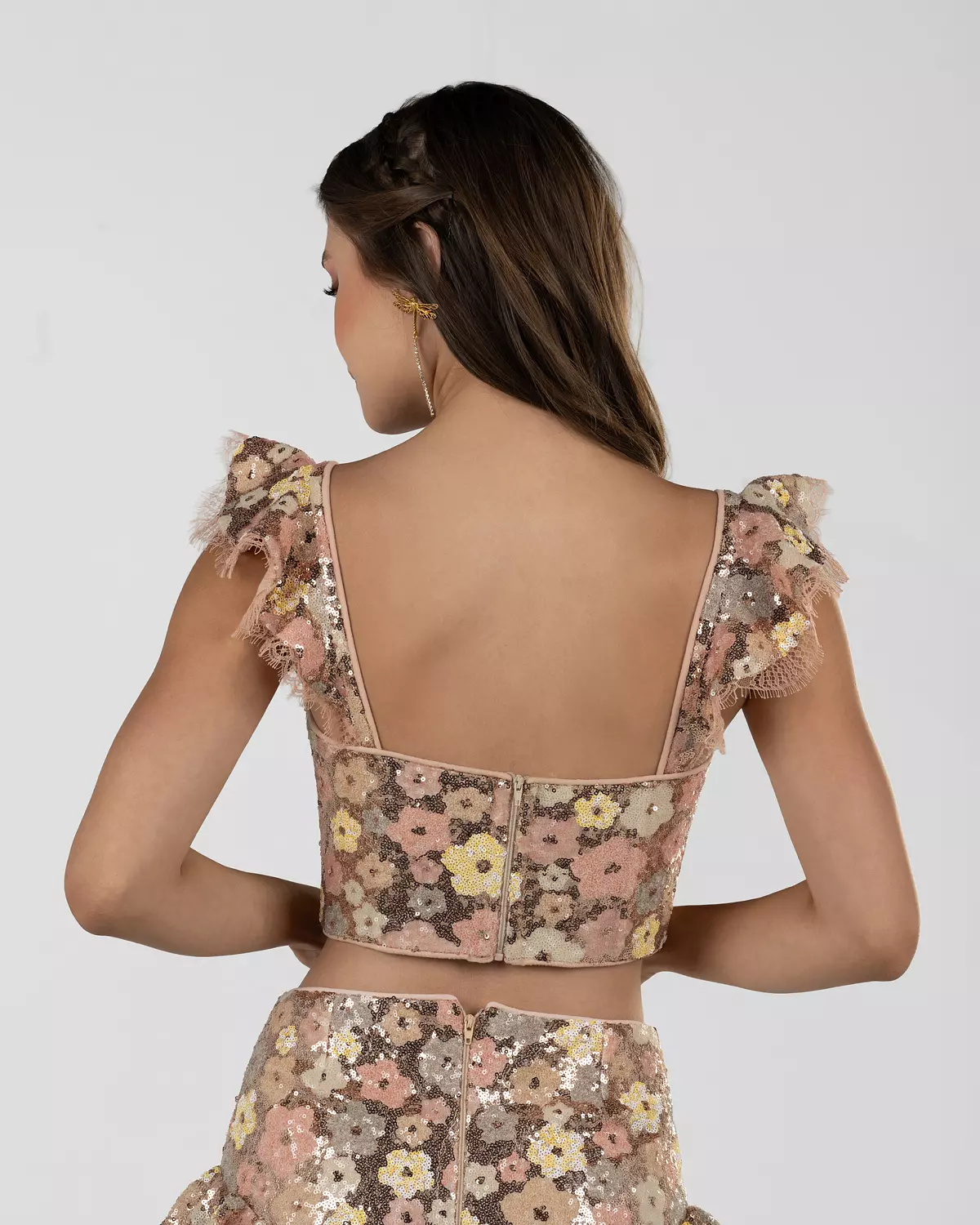 Playful Floral Sequin Bustier Top 5