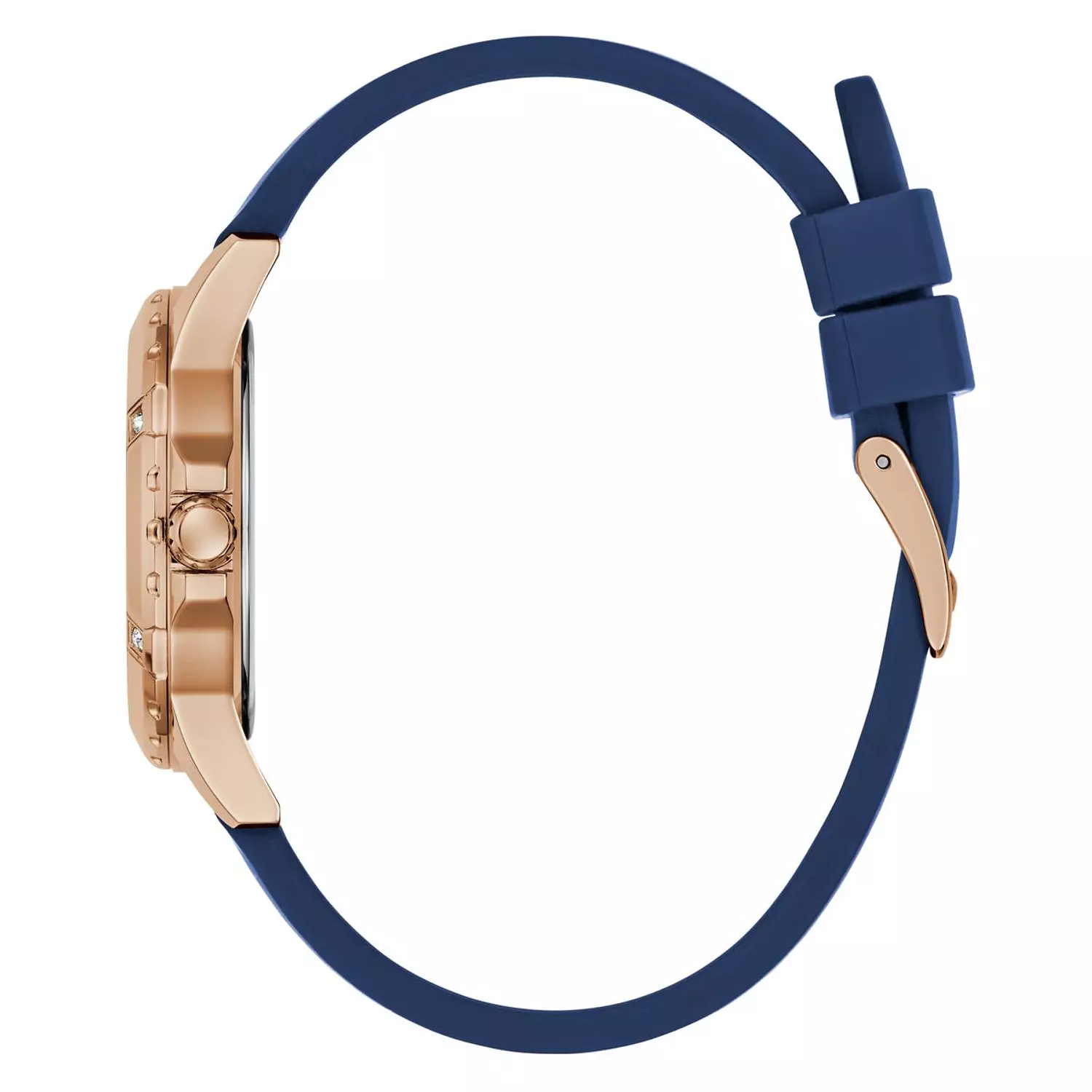 GUESS Ladies Blue Rose Gold Tone Analog Watch Blue Silicone Strap GW0949L3 1