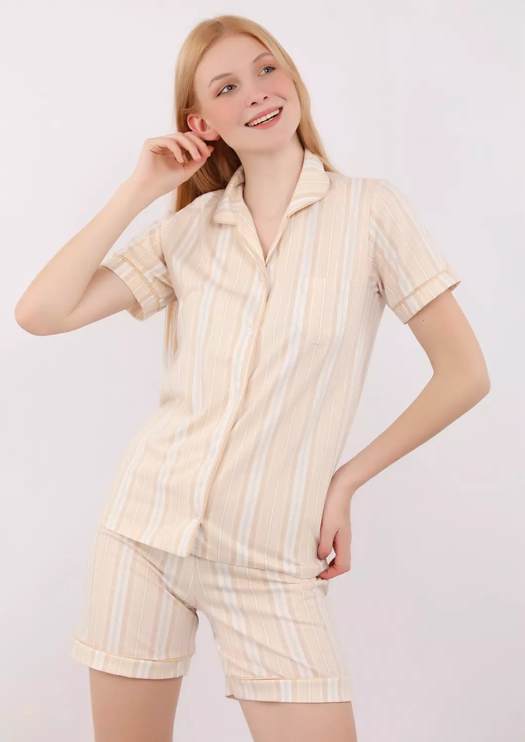 S515 Sweet BonBon Buttoned Shorts Pajama Set 1