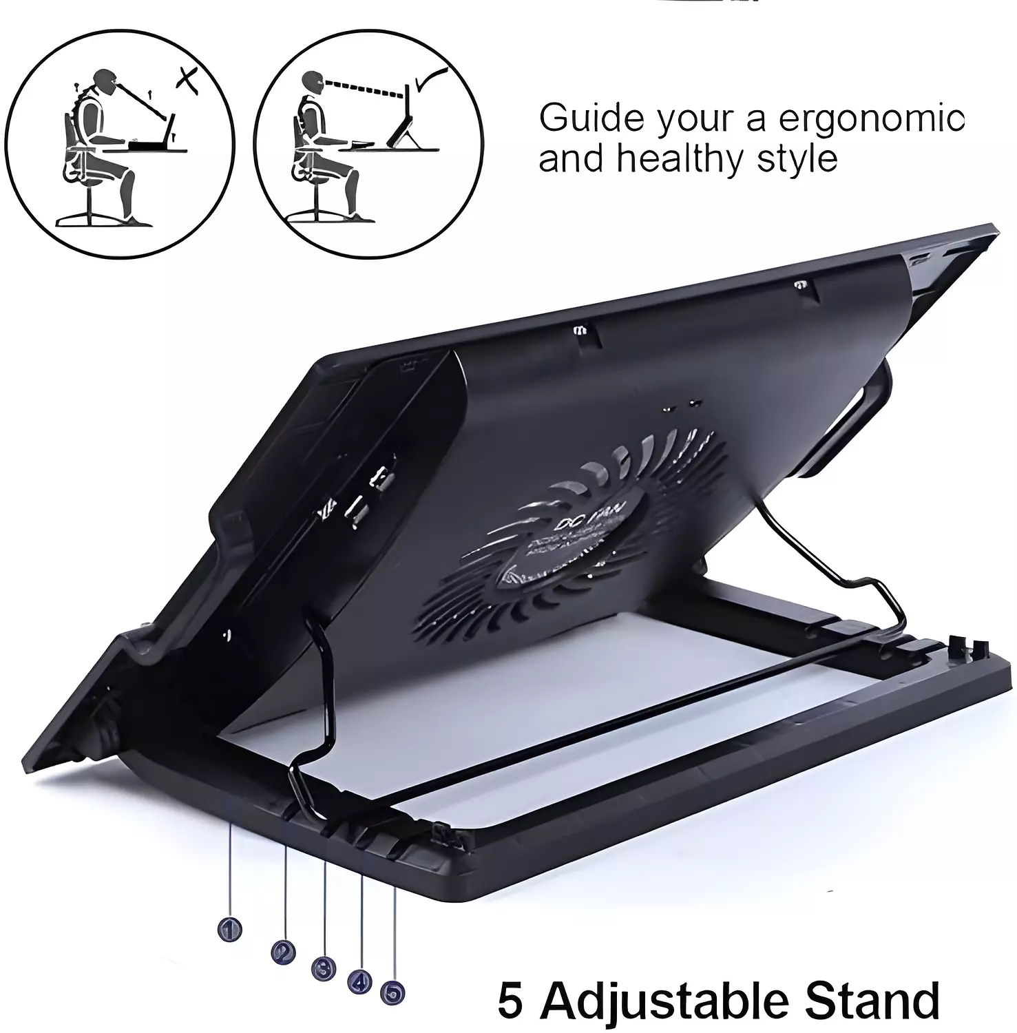 FN-01 Laptop Cooling Fan for 9"-17" Devices with Silent 140mm Fan 2