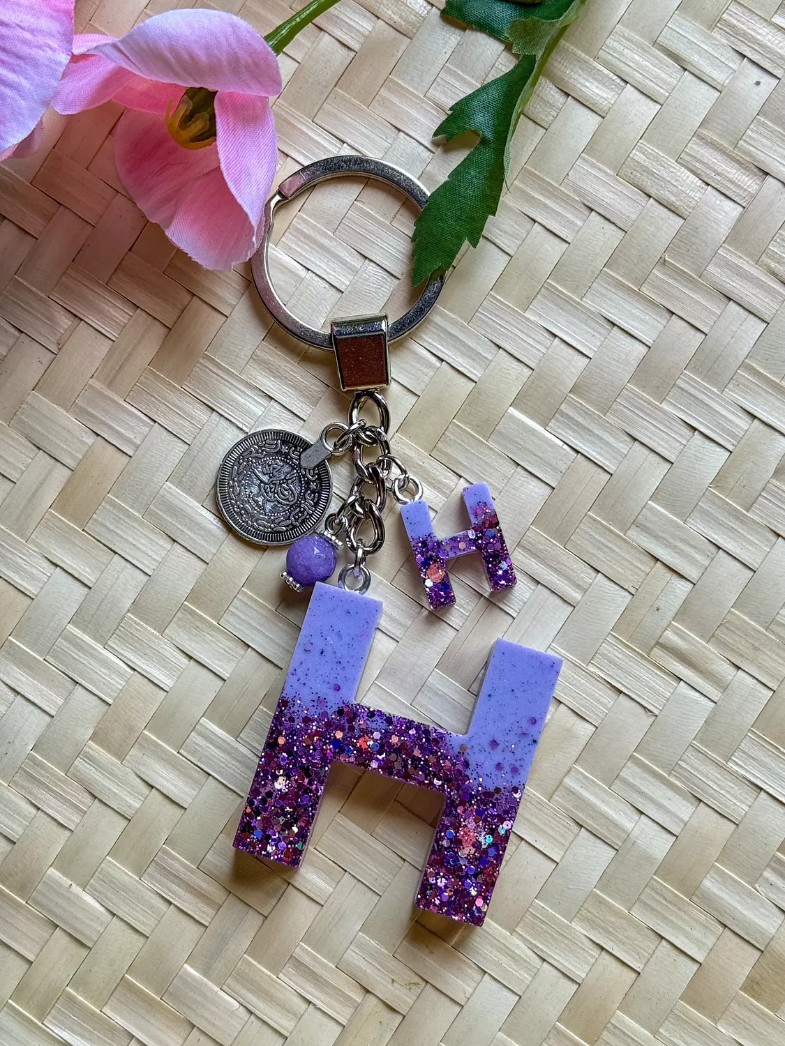 Resin Letters Keychain ( Glitter Purple ) "By Order" 8